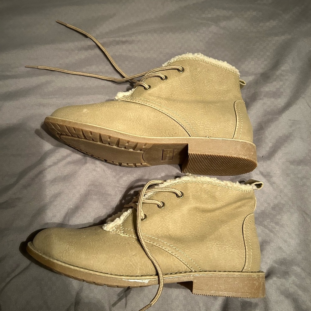 Cozy Tan Lace-Up Ankle Boots
